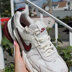 Nike Women's Cream and Burgundy Sneakers